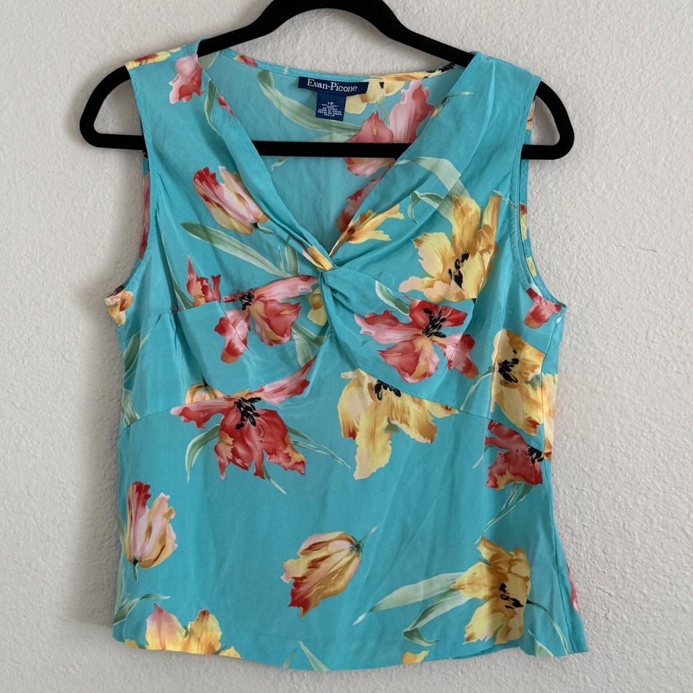 Womens 12 Silk Floral Y2K Babydoll Blouse Resort‎ Tropical Maximalist Feminine